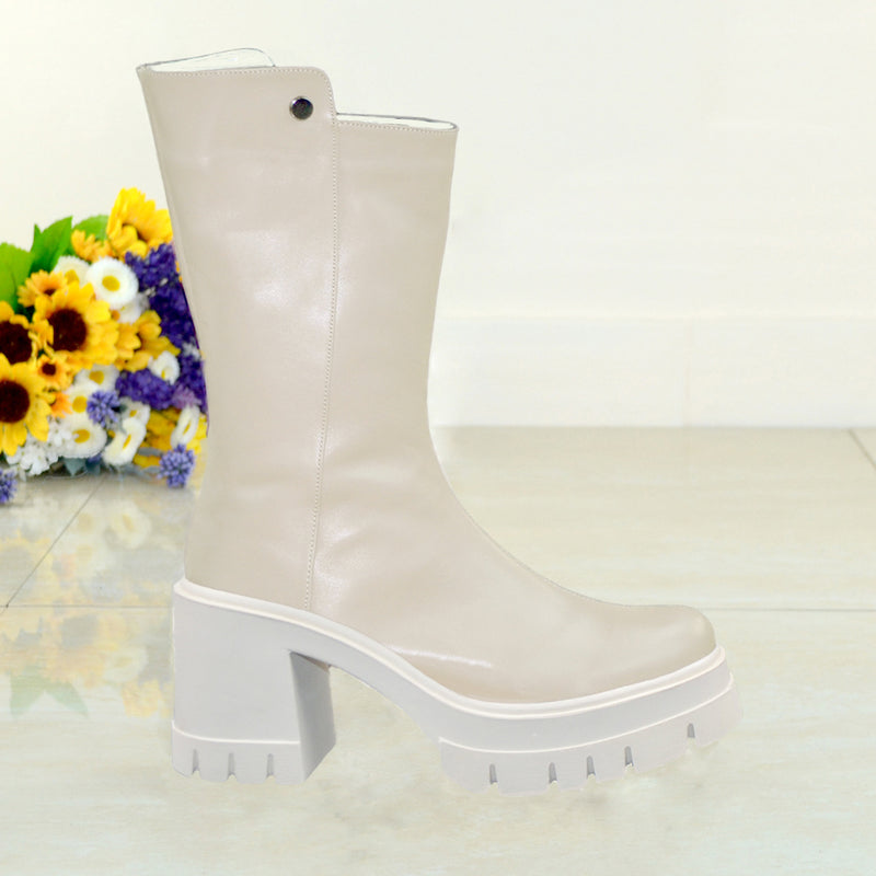 Ghete Casual Dama Piele Naturala Bej Eliza 1653-26