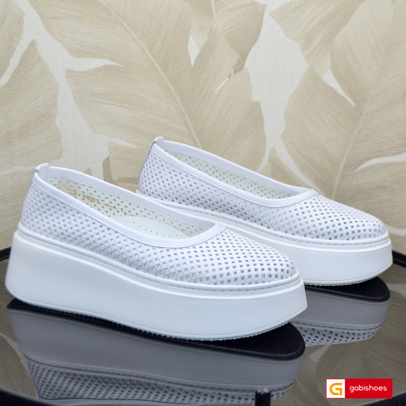 Balerini Piele Naturala Alba Gabriela 3988-1