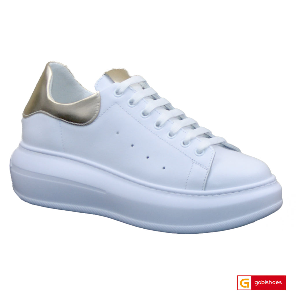Pantofi Sport Piele Naturala Alb cu AuriuLorena 881-2 NEW