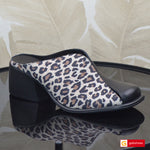 Papuci Dama Piele Naturala Negru cu Print Gabinna 3805-10