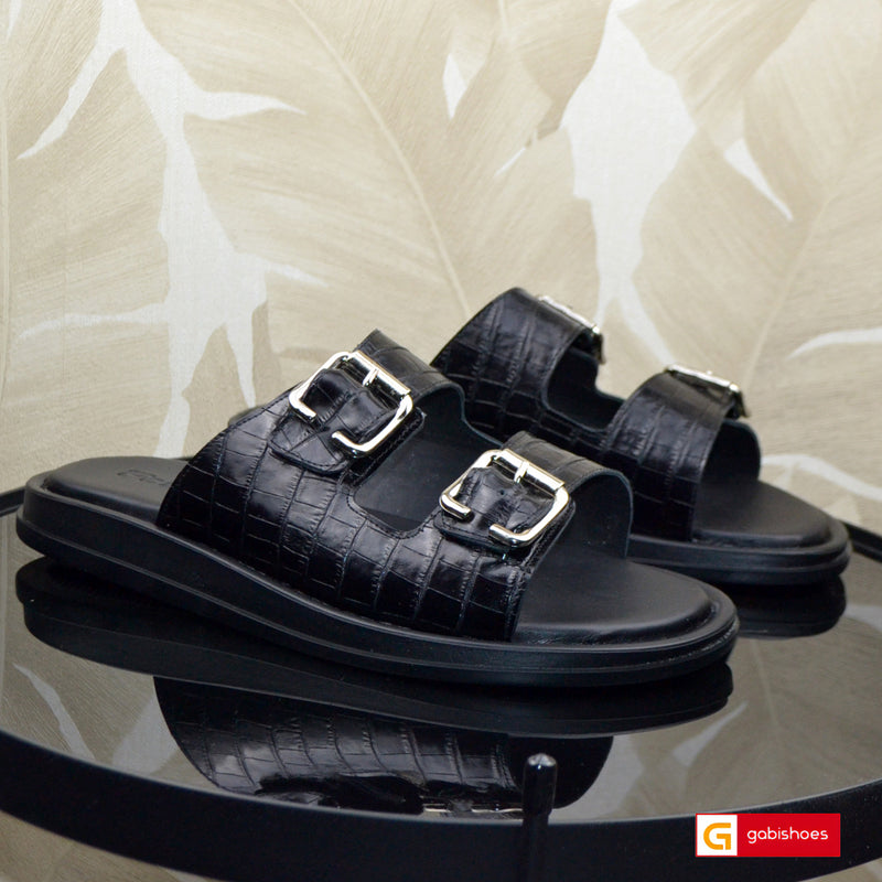 Papuci Barbat Piele Naturala Neagra 3967-2