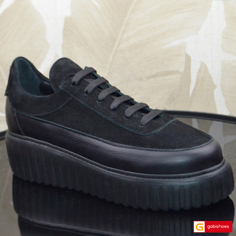 Pantofi Sport Piele Naturala Neagra Gabinna 4005-1