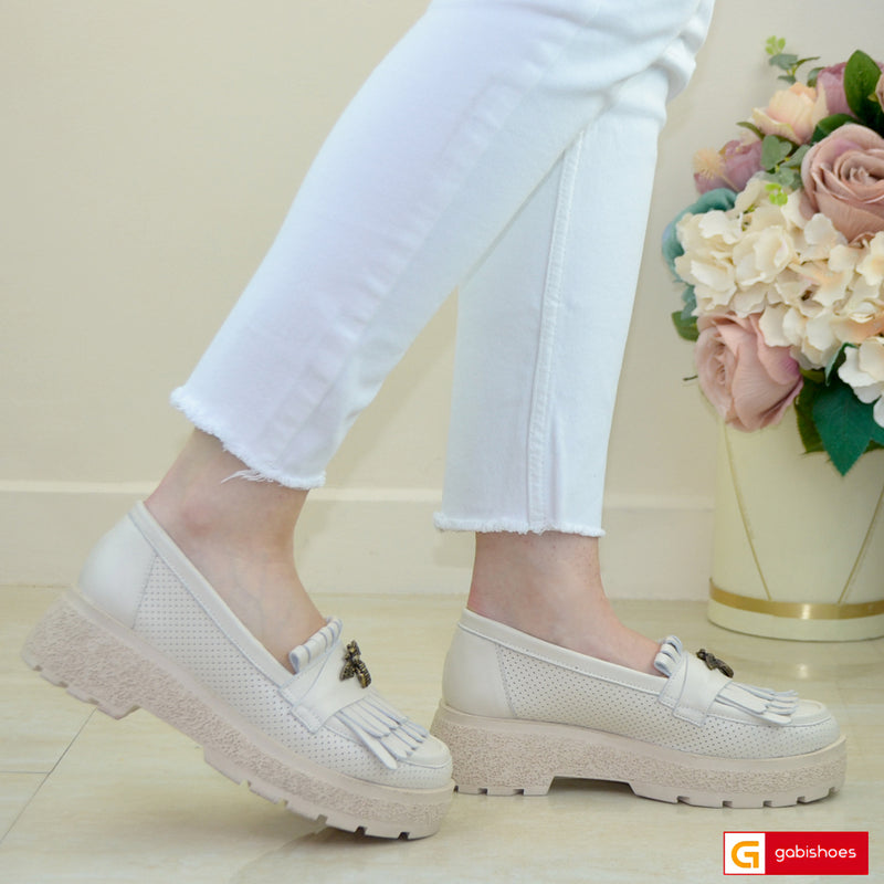 Pantofi Sport Piele Naturala Bej Gabinna 3726-1
