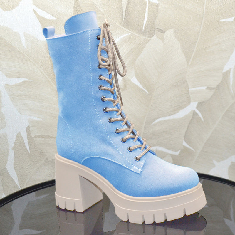 Ghete Dama Piele Naturala Blue Gabinna 3711-22
