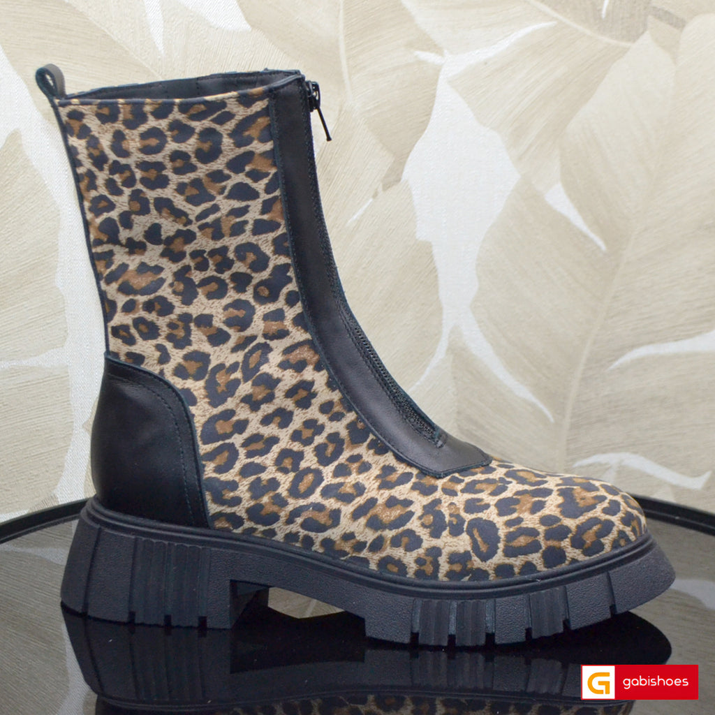 Ghete Piele Naturala Negru cu Imprimeu Gabina 890-2026
