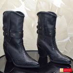 Ghete Dama Piele Naturala Neagra Sandy 4112-1