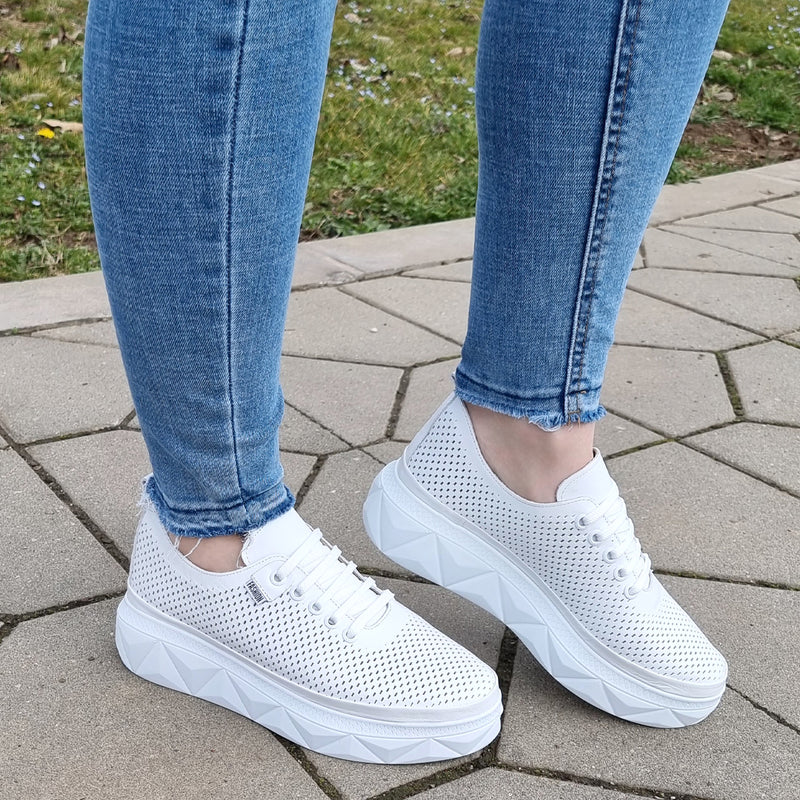 Pantofi Sport Piele Naturala Alba Gabinna 212-612