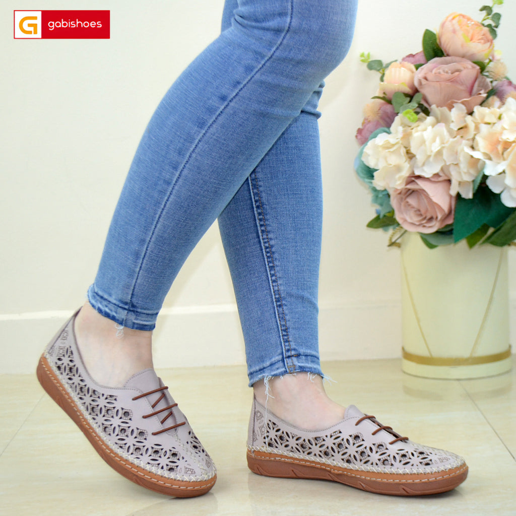 Pantofi Dama Confort Piele Naturala Taupe Gabinna 095-535