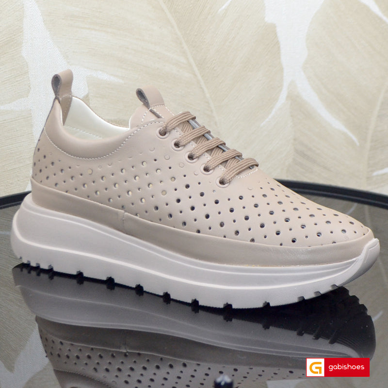 Pantofi Sport Piele Naturala Taupe Lorena 6005-5