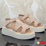 Sandale Piele Naturala Intoarsa Taupe Lorena 3400-2026