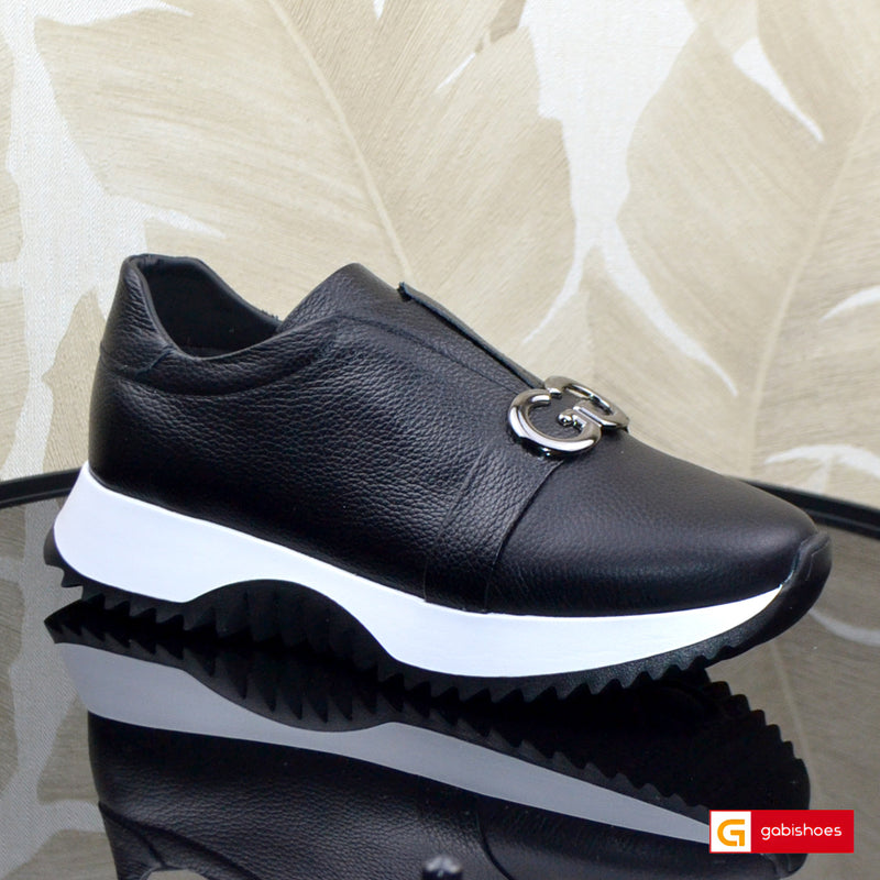 Sneakers Piele Naturala Neagra Lorena 2028-2028