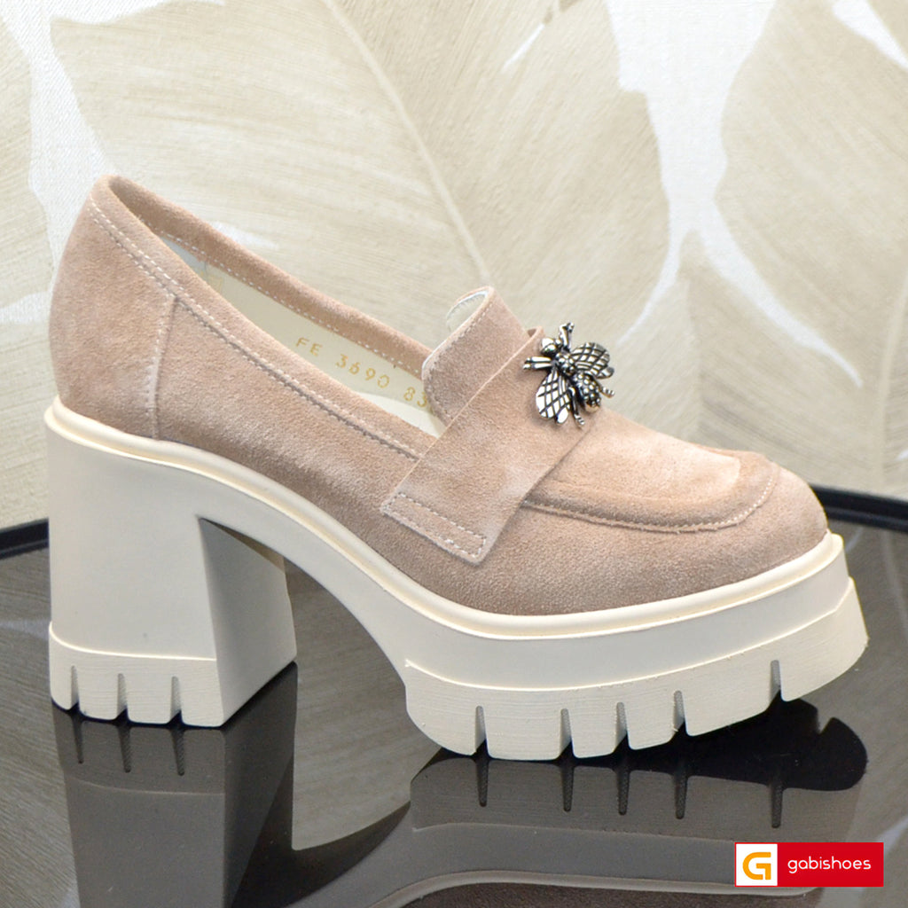 Pantofi Dama Piele Naturala Intoarsa Taupe Vittoria 3690-6