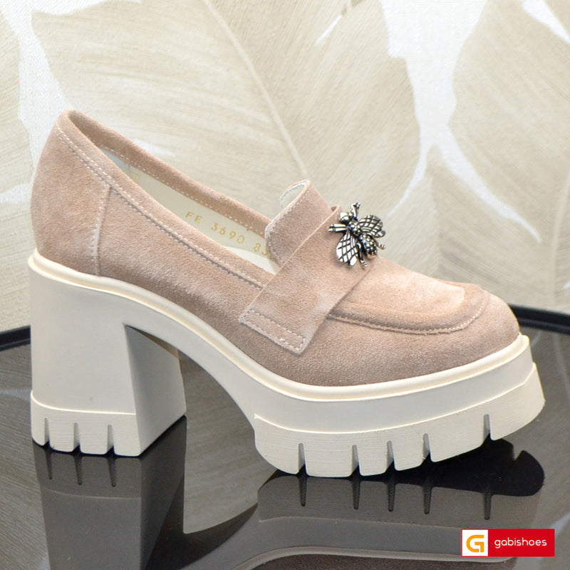 Pantofi Dama Piele Naturala Intoarsa Taupe Vittoria 3690-6