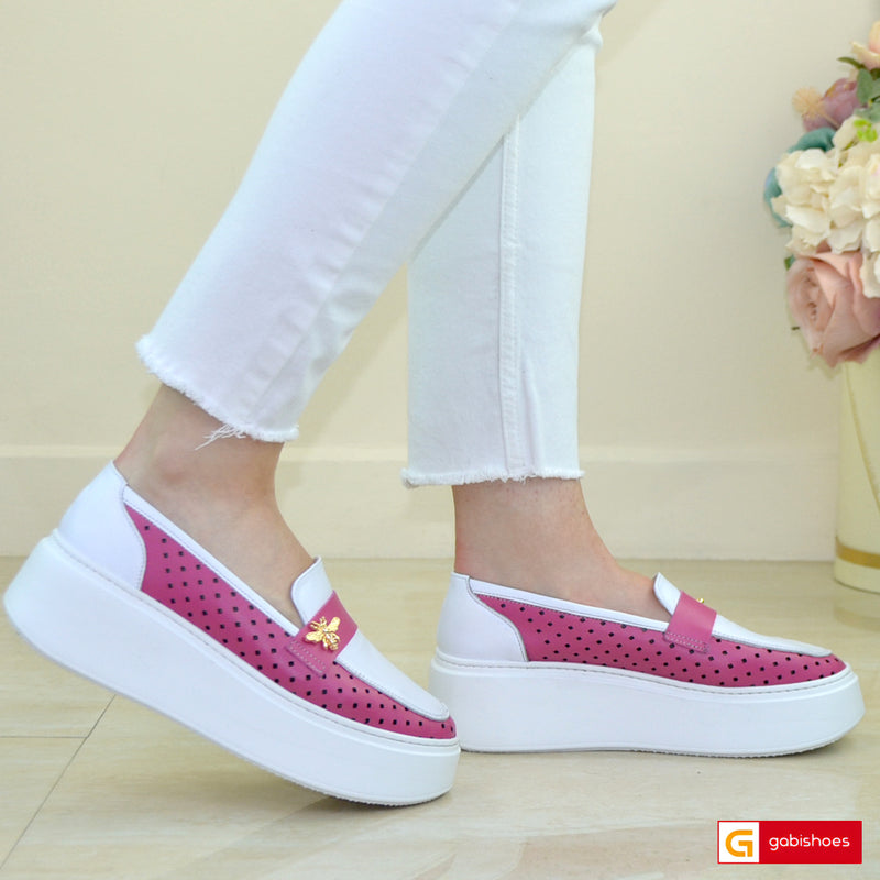 Pantofi Sport Piele Naturala Alb cu Siclam Lorena 3840-5