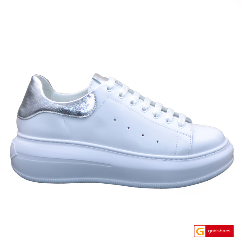Pantofi Sport Piele Naturala Alb cu Argintiu Lorena 881-5 NEW