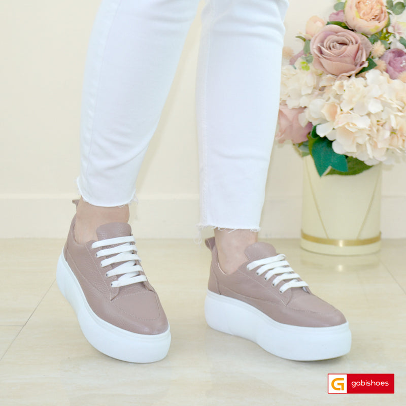 Sneakers Piele Naturala Taupe Gabriela 1064-6