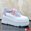 Pantofi Sport Piele Naturala Alb cu Multicolor Lorena 3730-11