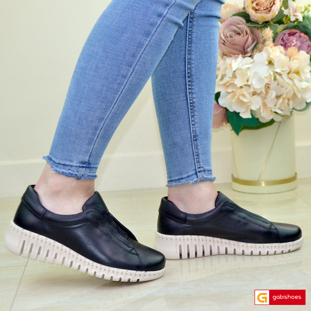 Pantofi Casual Piele Naturala Neagra Gabinna 164-123007