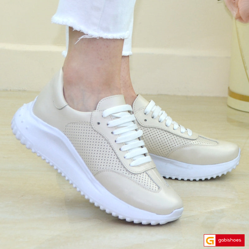 Pantofi Sport Piele Naturala Bej Gabinna 3849-1