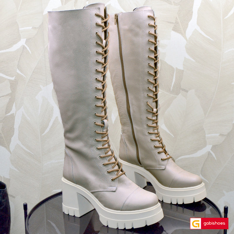Bocanci Piele Naturala Taupe Lorena 2092-5