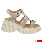 Sandale Piele Naturala Auriu cu Bej Lorena 3400-9