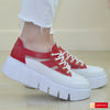 Pantofi Sport Piele Naturala Alb cu Rosu Lorena 3865-1