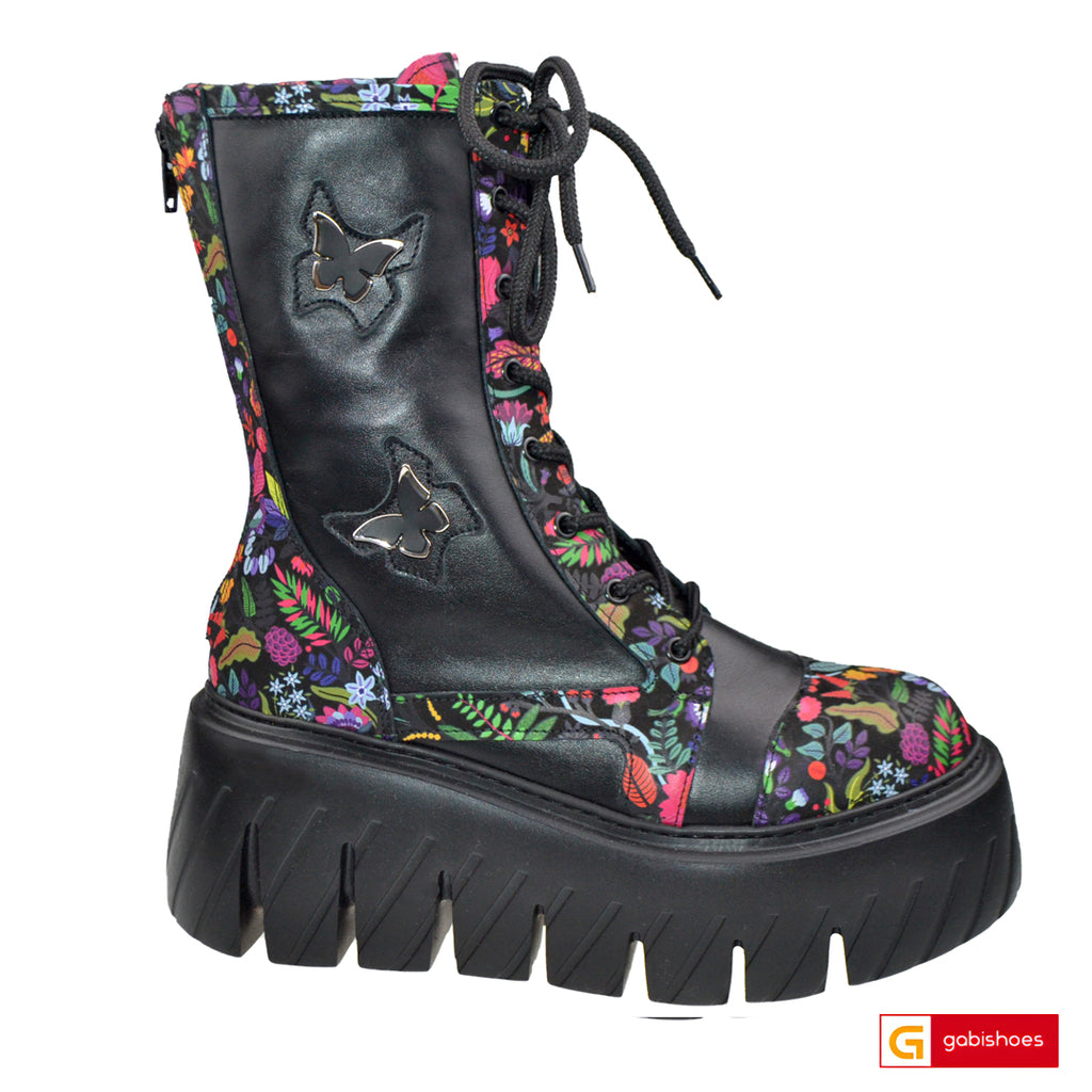 Ghete Sport Dama Piele Naturala Negru cu Multicolor Lorena 4053-1