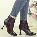 Ghete Office Dama Piele Naturala Lacuita Bordo Lorena 4059-10 S