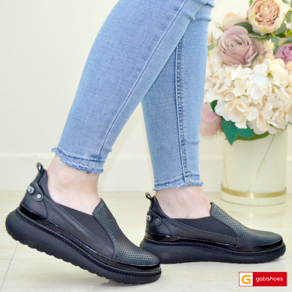 Pantofi Casual Piele Naturala Neagra Gabinna 0164-539