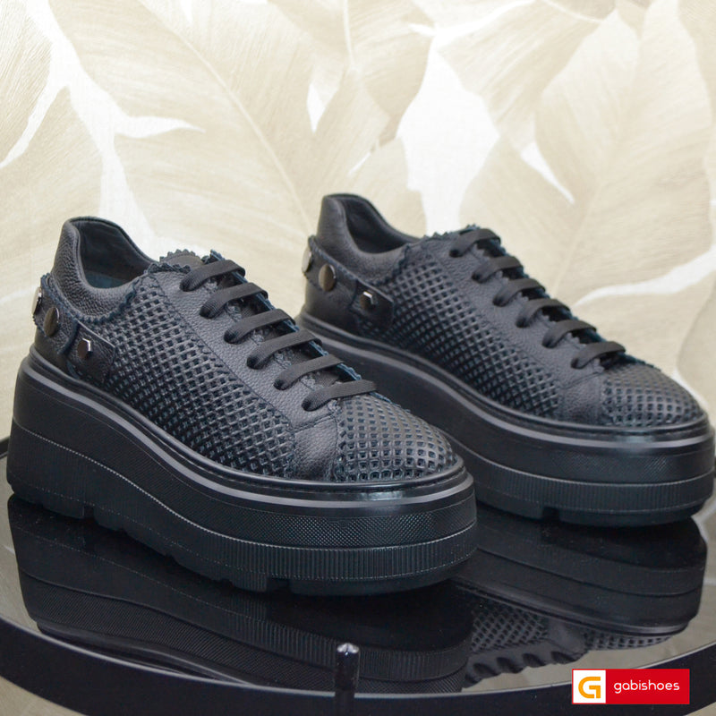 Pantofi Sport Piele Naturala Neagra Lorena 3890-3