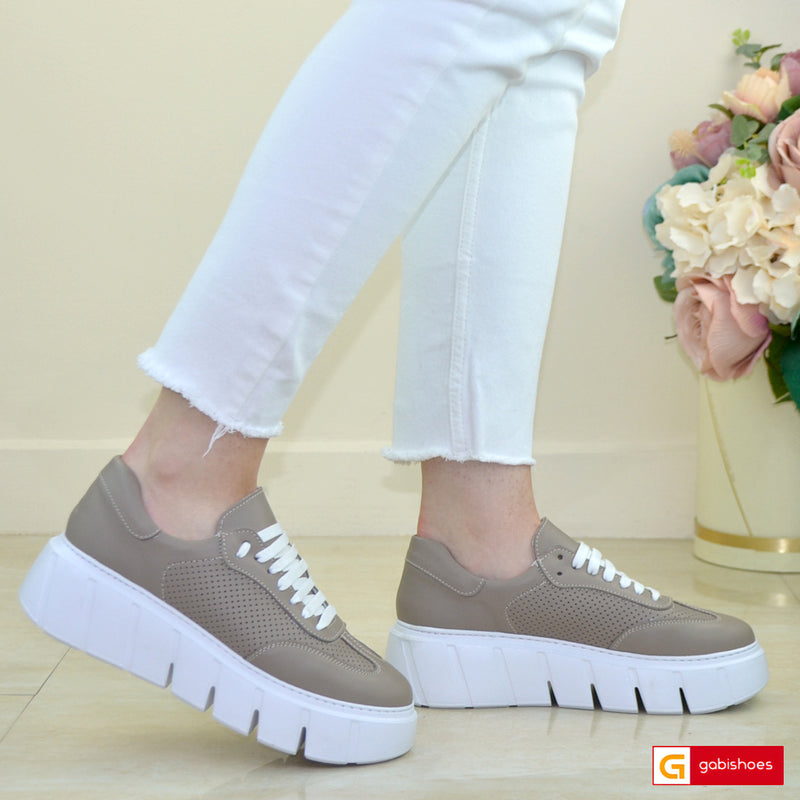 Pantofi Sport Piele Naturala Taupe Gabinna 3850-2