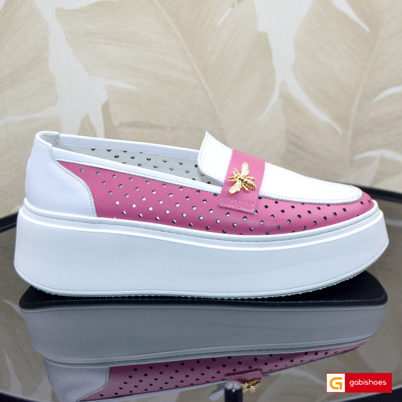 Pantofi Sport Piele Naturala Alb cu Siclam Lorena 3840-5