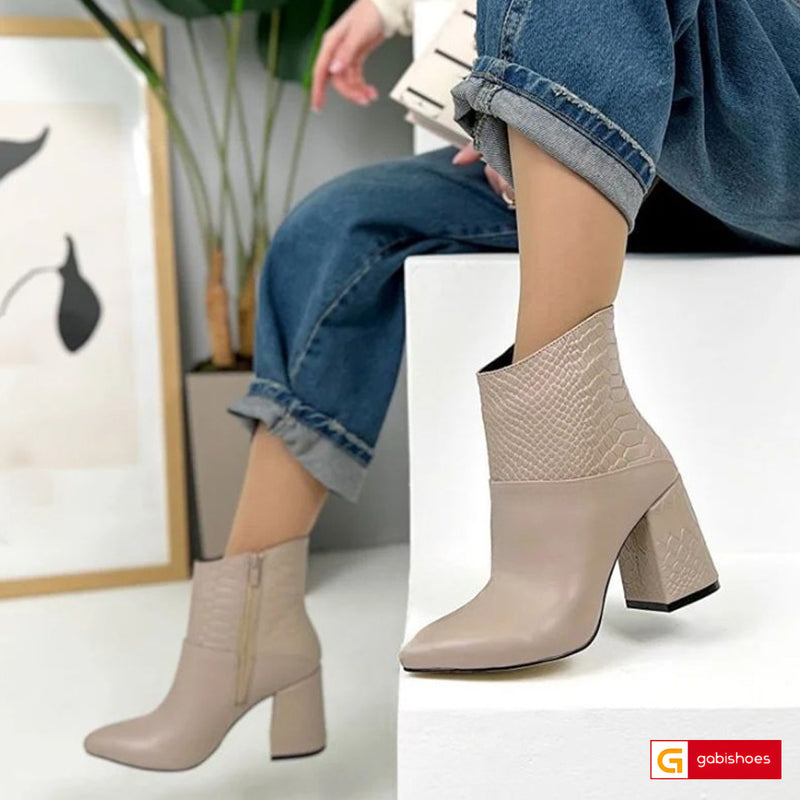 Ghete Dama Piele Naturala Taupe Lorena 3567-3