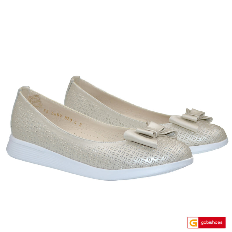 Balerini Piele Naturala Alb Sidef Lorena 3859-3
