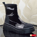 Ghete Dama Streach Piele Naturala si Strchi Negru Gabinna 4109-1