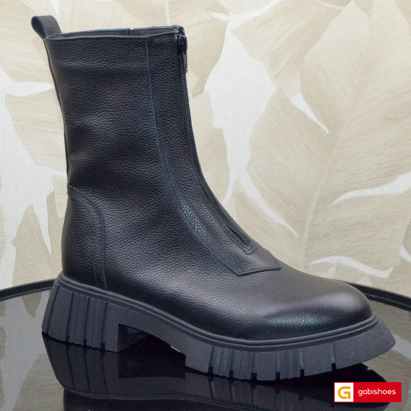 Ghete Piele Naturala Neagra Gabina 890-2026-2