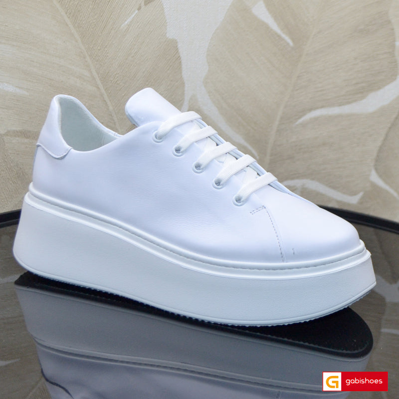 Pantofi Sport Piele Naturala Alba Gabinna 1231-1