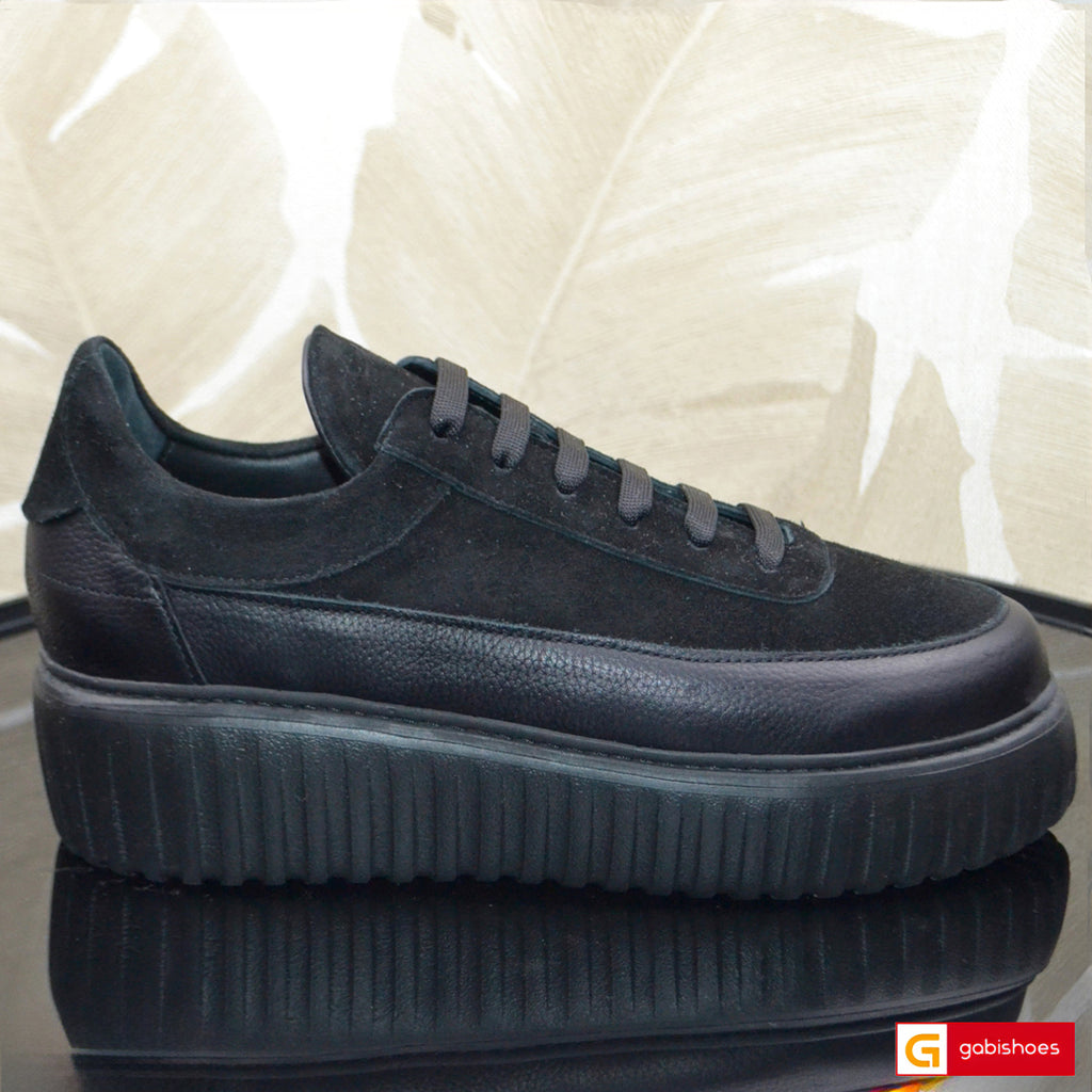 Pantofi Sport Piele Naturala Neagra Gabinna 4005-1