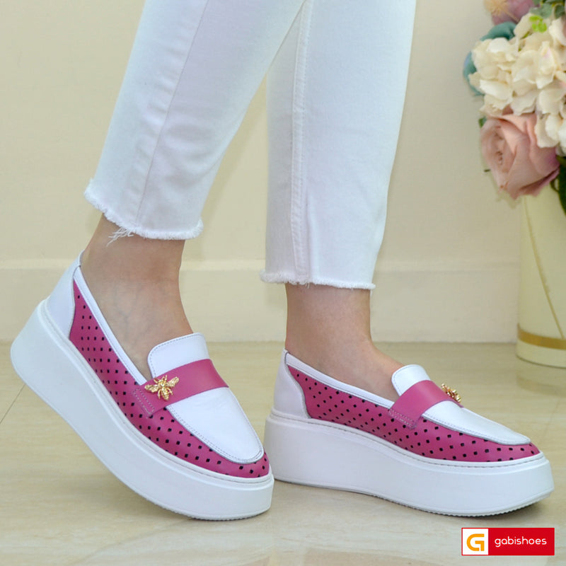 Pantofi Sport Piele Naturala Alb cu Siclam Lorena 3840-5