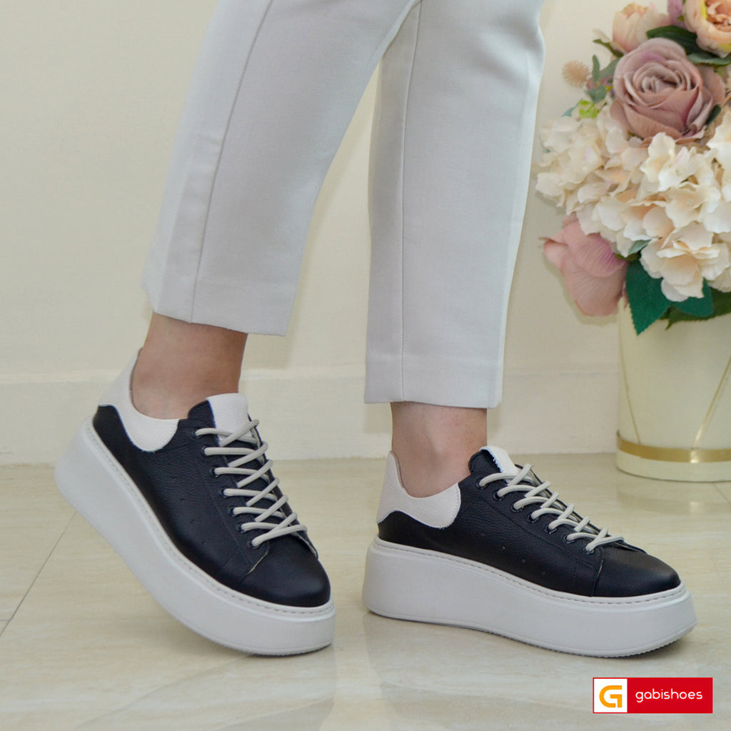 Pantofi Sport Dama Piele Naturala Negru cu Bej Lorena 3600-49