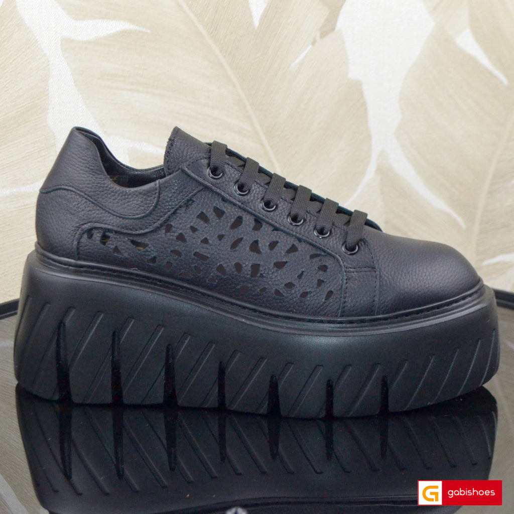 Pantofi Sport Piele Naturala Neagra Lorena 3826-3
