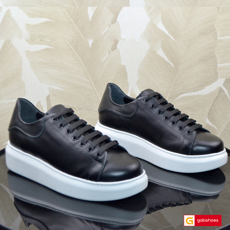 Sneakers Piele Naturala Neagra Lorena 3044-21