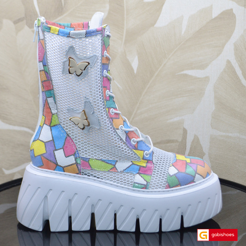 Ghete Sport Dama Piele Naturala Multicolora Lorena 3933-1 New