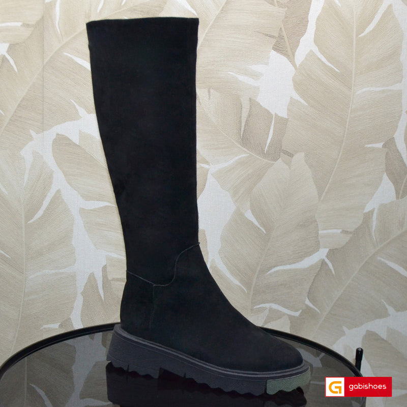 Cizme Dama Piele Naturala Intoarsa Neagra Lorena 4167-2