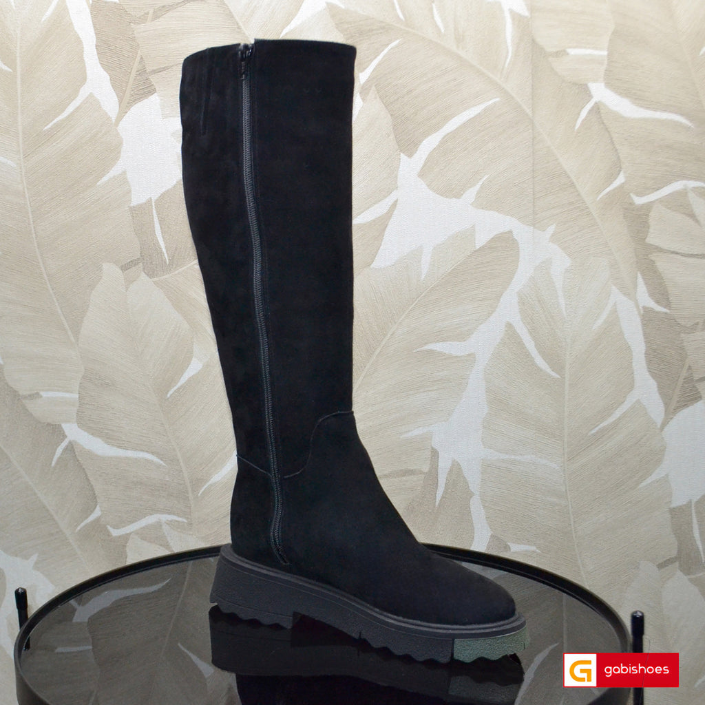 Cizme Dama Piele Naturala Intoarsa Neagra Lorena 4167-2