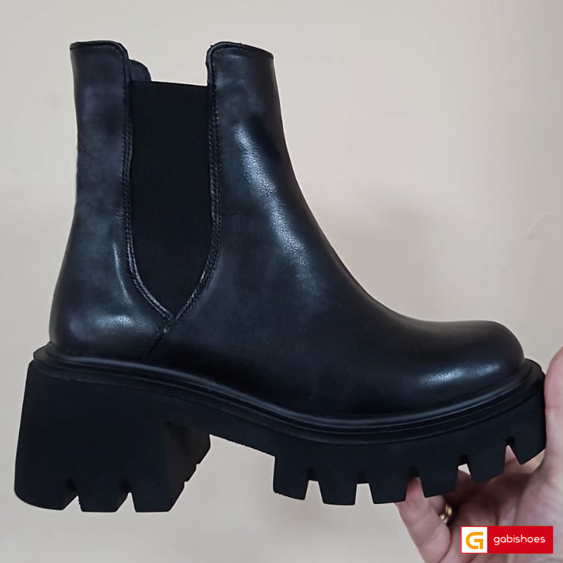 Ghete Piele Naturala Neagra Gabina 4121-2