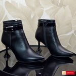 Ghete Office Dama Piele Naturala Neagra Lorena 4128-1