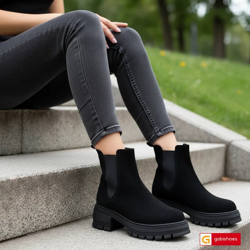 Ghete Dama Piele Naturala Intoarsa Neagra Lorena 4135-1