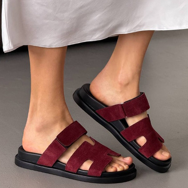 Sandale Piele Naturala Intoarsa Grena Lorena 3939-2025