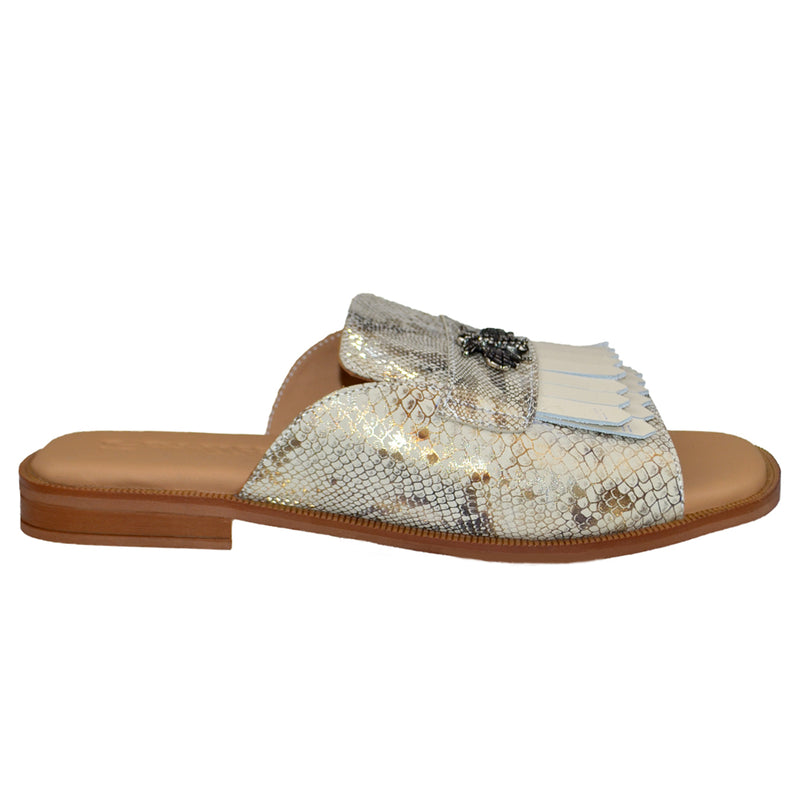 Papuci Piele Naturala Bej Lorena 3922-1